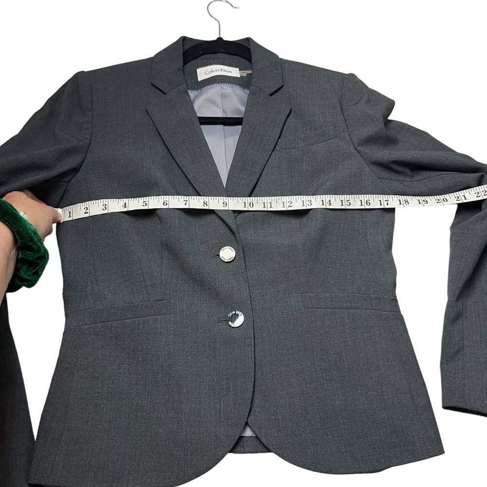 Calvin Klein Blazer Jacket Size 4 Fitted Career Office Wear In Charcoal Grey - Picture 5 of 7